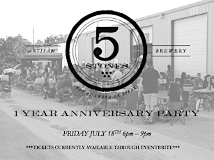 5 Stones Artisan Brewery 1 Year Anniversary Party primary image