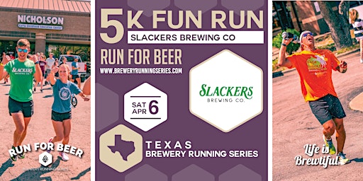 Imagem principal do evento 5k Beer Run x Slackers Brewing | 2024 Texas Brewery Running Series