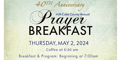 Primaire afbeelding van Cobb County Prayer Breakfast 2024