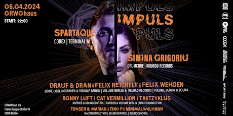 IMPULS by Volume Berlin W/ Spartaque & Simina Grigoriu and many more