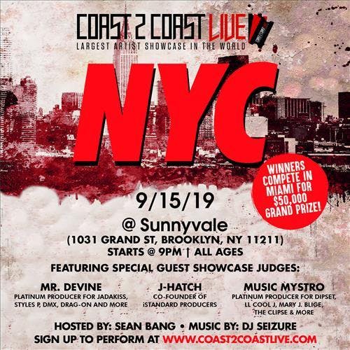 Coast 2 Coast LIVE Artist Showcase NYC - $50K Grand Prize