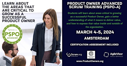 Primaire afbeelding van Certified Training | Professional Scrum Product Owner - Advanced (PSPO-A)