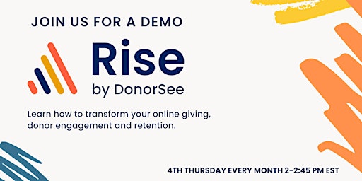 Primaire afbeelding van Webinar: Join us for a Demo of Rise by DonorSee