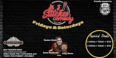 Primaire afbeelding van In Stitches Comedy Presents  All Star Fridays & Saturdays -  Late Show