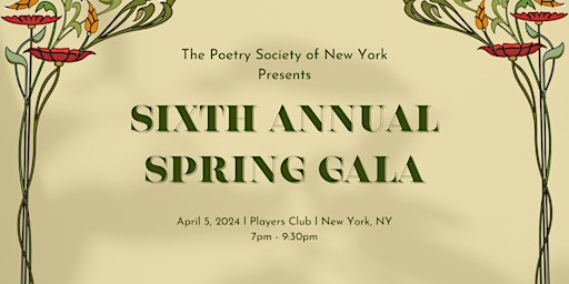 Image principale de The Poetry Society of New York's Spring Gala