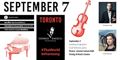 Jonathan Crow & Coral Solomon ✦ George Enescu Festival ✦ Toronto primary image