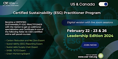 Imagen principal de Certified Sustainability (ESG)Practitioner Program, Leadership Edition 2024