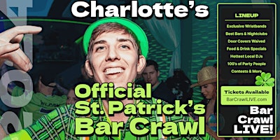 Hauptbild für 2024 Charlotte St Patricks Day Bar Crawl By Bar Crawl LIVE March 17th
