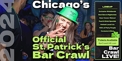 Imagem principal do evento The Official Chicago St Patricks Day Bar Crawl By Bar Crawl LIVE March 16th