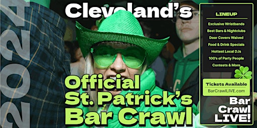 Imagem principal do evento The Official Cleveland St Patricks Day Bar Crawl By Bar Crawl LIVE March 16