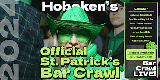 Primaire afbeelding van 2024 Hoboken St Patricks Day Bar Crawl By Bar Crawl LIVE March 17th