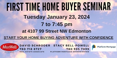 Primaire afbeelding van First Time Home Buyer Seminar January 23, 2024