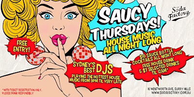 FREE DRINK + $7 SELECTED DRINKS - Saucy Soda Thursdays primary image
