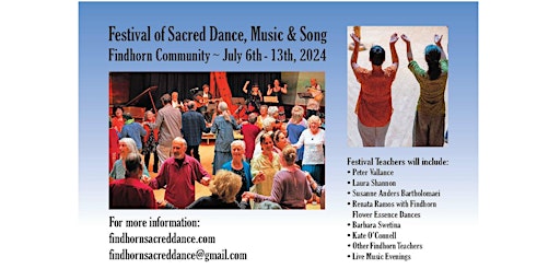 Festival of Sacred Dance Music and Song. Tickets  from  £950. £300 deposit