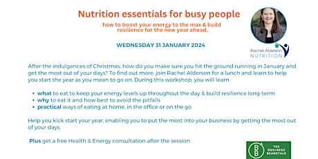 Imagem principal do evento Nutrition essentials for busy people