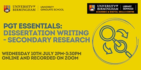 PGT Essentials: Dissertation Writing - Secondary Research (Online)