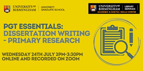 PGT Essentials: Dissertation Writing - Primary Research (Online)