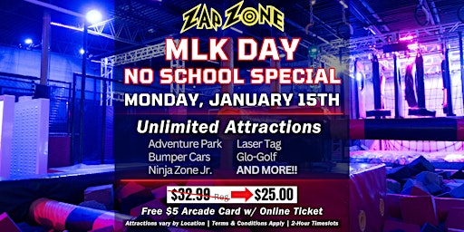 MLK Day  | Zap Zone Canton primary image