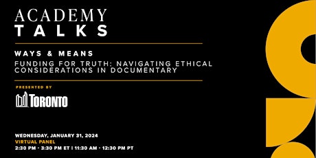 Imagem principal do evento Academy Talks: Ways & Means | Funding for Truth in Documentary