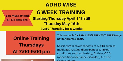 Primaire afbeelding van ADHD WISE SIX-WEEK TRAINING