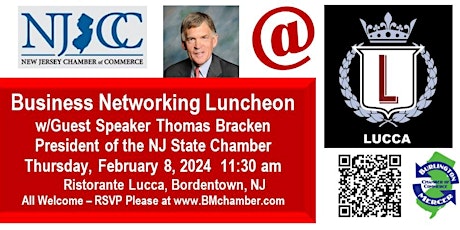 Image principale de Business Networking Luncheon w/Speaker Tom Bracken of NJ State Chamber
