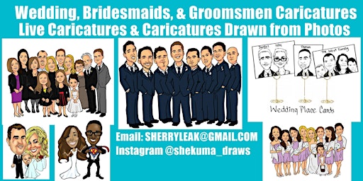 Primaire afbeelding van Digital Caricatures drawn from photos for Wedding Place Cards & Trade shows