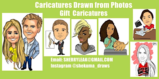 Digital Caricatures drawn from photos for Easter Wedding Pet Trade show primary image