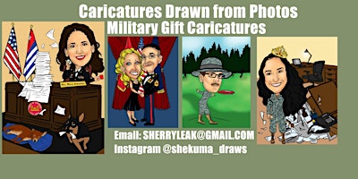 Image principale de Caricatures drawn from photos for Military School Graduation Sports Gifts