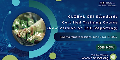 Global| GRI Certified Standards Training Course ,  June 5-6 & 10,2024 primary image