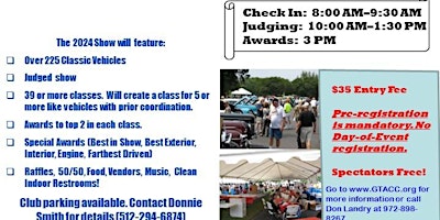 GTACC 17th Annual Car Show & Charity Benefit primary image