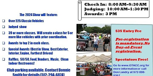 GTACC 17th Annual Car Show & Charity Benefit primary image