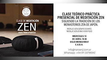 Primaire afbeelding van Clase de Introducción a la Meditación Zen -Abril- Dojo Monserrat C.A.B.A.