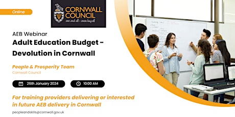 Imagen principal de Adult Education Budget Devolution in Cornwall
