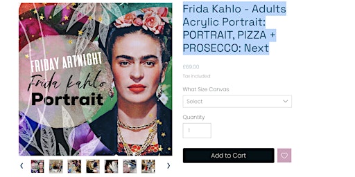 Frida Kahlo - Adults Acrylic Portrait: PORTRAIT, PIZZA + PROSECCO: Next