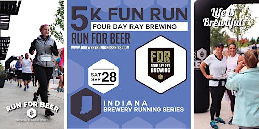 Imagem principal do evento 5k Beer Run x Four Day Ray | 2024 Indiana Brewery Running Series