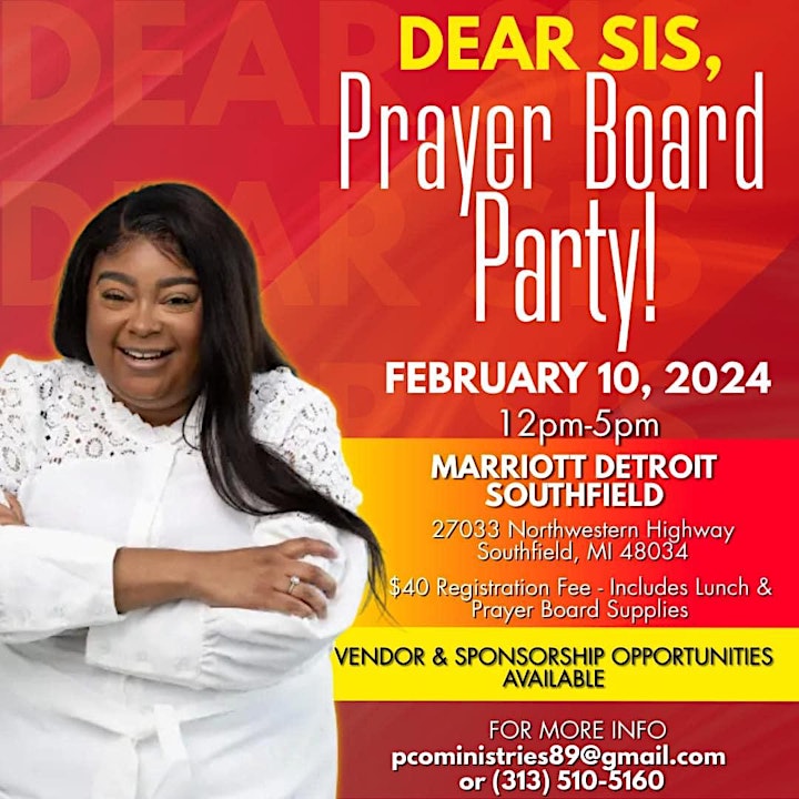 Dear Sis: Prayer Board Party Tickets, Southfield