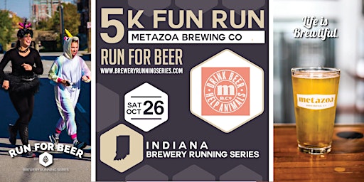 Imagen principal de 5k Beer Run x Metazoa Brewing (21+) | 2024 Indiana Brewery Running Series