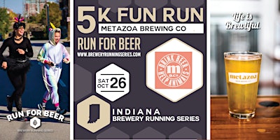 Imagem principal de 5k Beer Run x Metazoa Brewing (21+) | 2024 Indiana Brewery Running Series