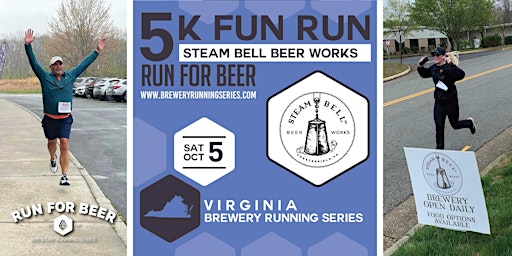 Imagen principal de 5k Beer Run x Steambell Beer Works | 2024 Virginia Brewery Running Series