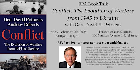 Primaire afbeelding van FPA Book Talk: Conflict with Gen. David H. Petraeus