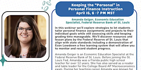 Teaching Personal Finance Online Learning Series April 2024