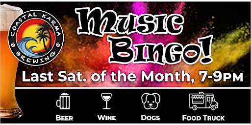 Primaire afbeelding van Music Bingo @ Coastal Karma Brewing  | Play Free | Sing-along Fun!