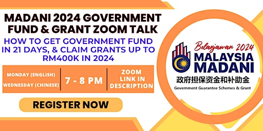 Imagem principal de Madani 2024 Government SME Funds  & Grants Zoom Talk