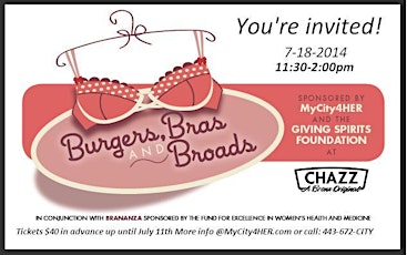 Burgers, Bras and Broads - Power lunch at CHAZZ on July 18th, 2014 primary image