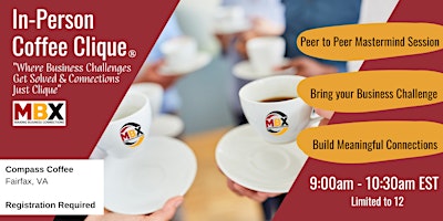 Primaire afbeelding van Fairfax VA In-Person Coffee Clique®