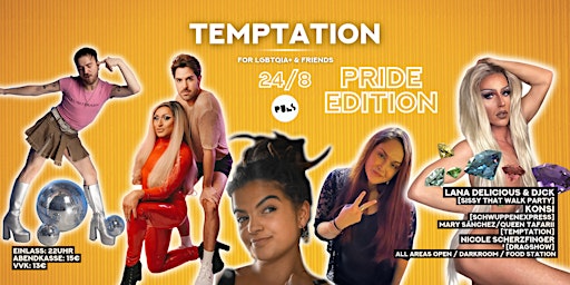 Imagem principal do evento Temptation Pride Edition, 24.8. , Lana Delicious & DJCK, Konsi, uvm,Münster