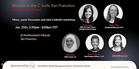 Primaire afbeelding van Women in the C-Suite Event - Mixer, Panel and Mini LinkedIn Workshop