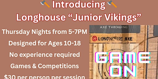 Imagem principal do evento “Longhouse Junior Vikings” Thursdays Ages 10-18