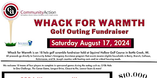 Primaire afbeelding van 2024 Whack for Warmth 4-Player Golf Scramble Fundraiser