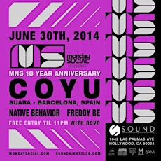 06/30 Monday Social at Sound COYU FREE VIP List. primary image